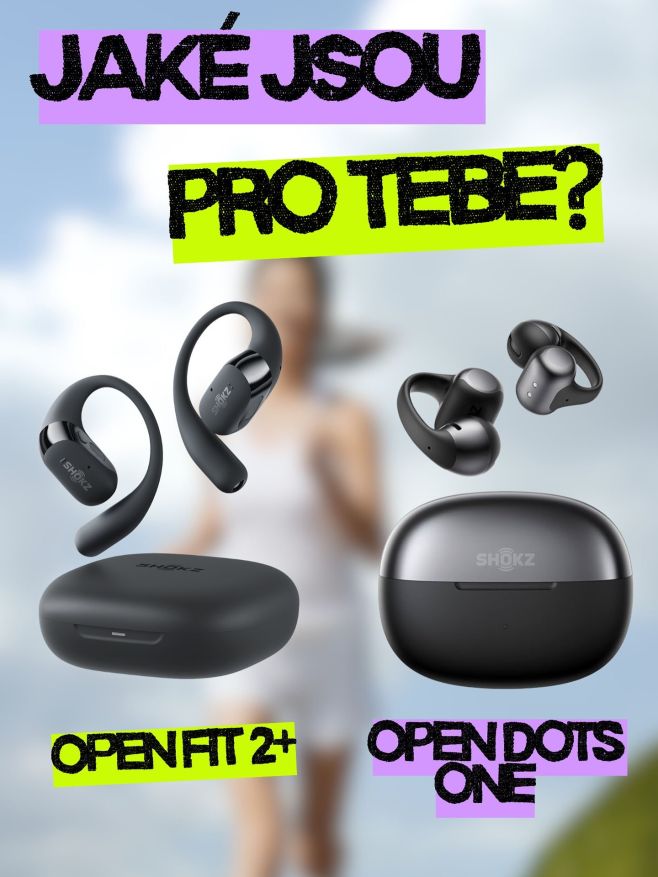 🎧 OpenFit 2+ vs OpenDots ONE – který je pro tebe? ➡️ OpenFit 2+ mají elastický háček za ucho, fyzická tlačítka, vyšší...